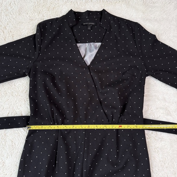 Banana Republic Woman Black Polka Dot Wrap Jumpsuit US2 Classic Party Cocktail - Picture 6 of 11